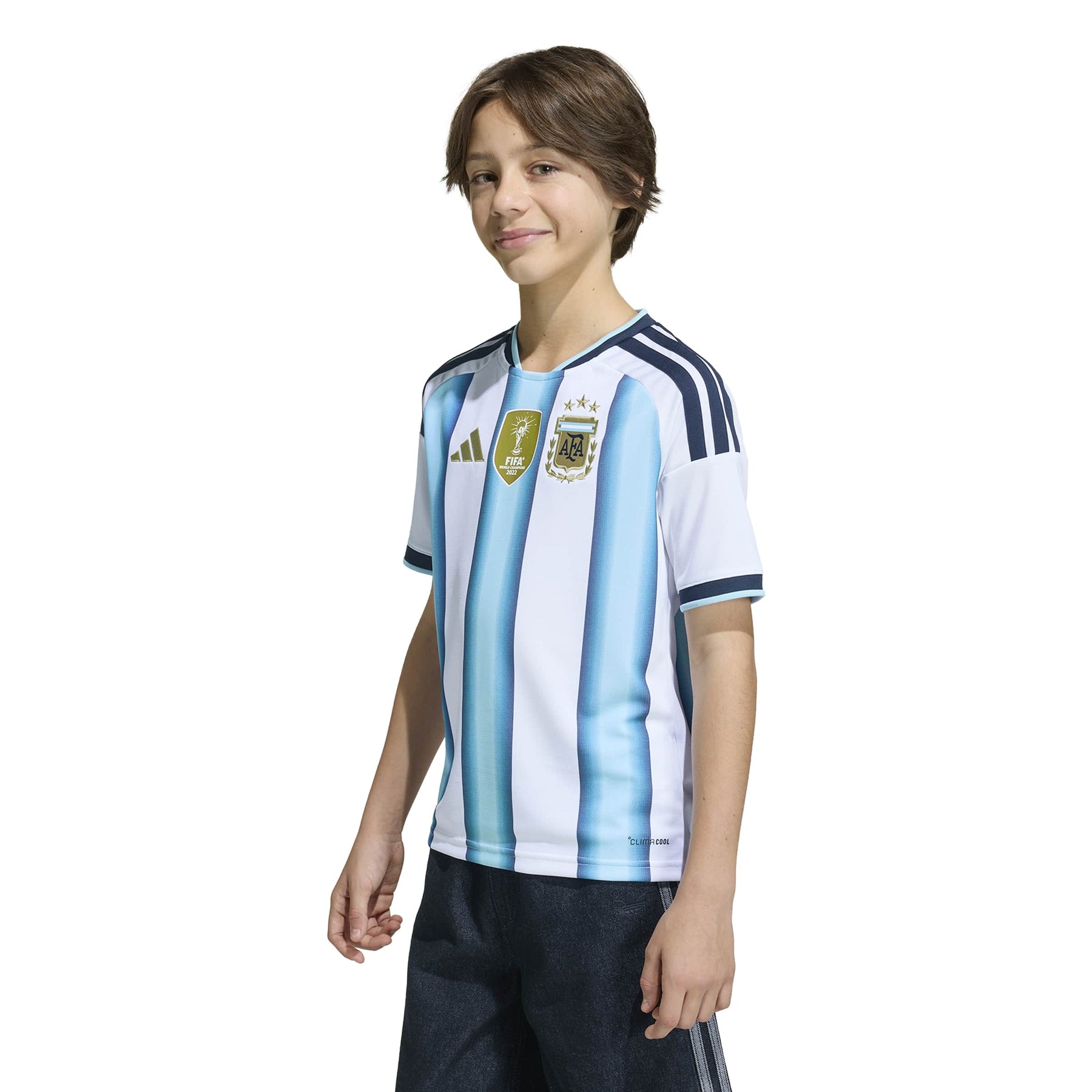 Camisa Infantil Argentina 2026 Home Com Patch Campeão