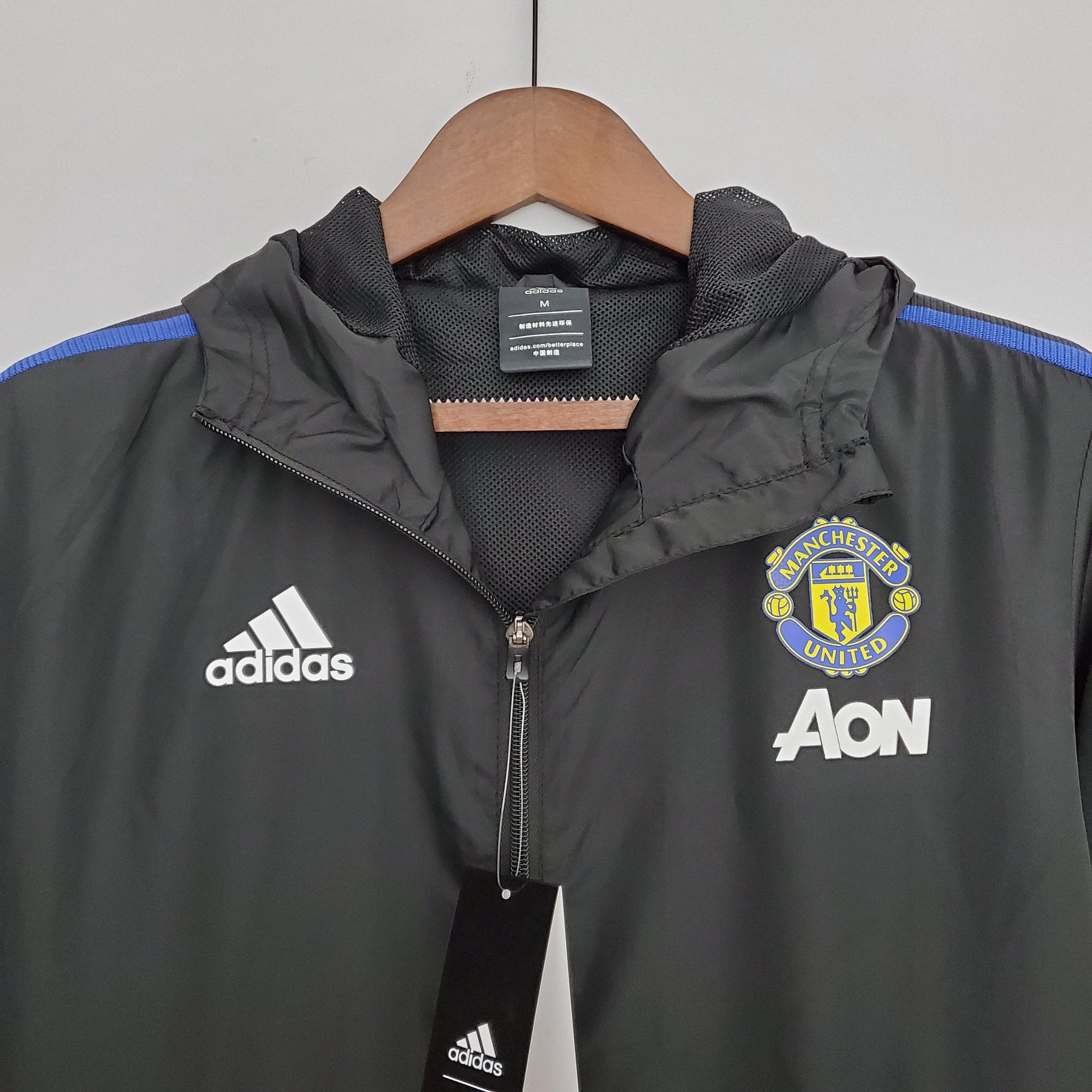 Corta-vento Manchester United Adidas - Preto e Azul